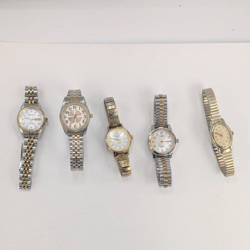 Timex Armitron Acqua M.Z. Berger Watches Women's Tone Gold Silver Lot Set of 5